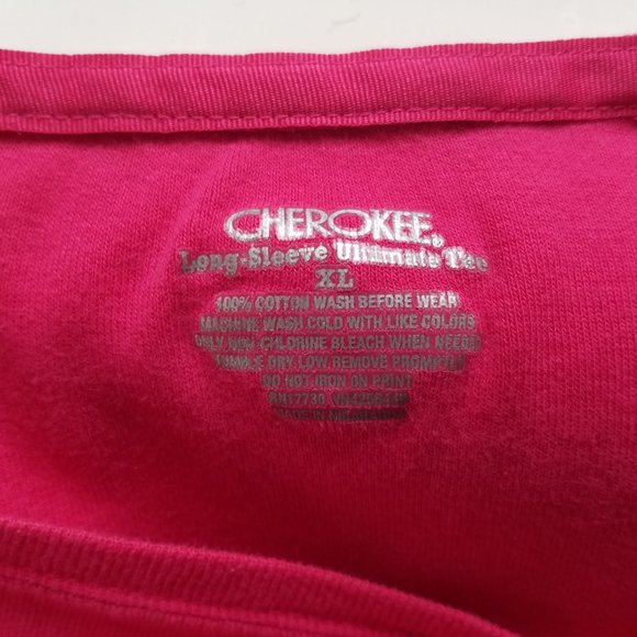 Long Sleeve Ultimate Tee by Cherokee XL Pink Barbiecore Pink Fashion - Picture 3 of 3